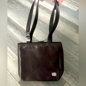 ESprit Vintage Brown Leather snap closure Shoulder Bag Tote Purse UNISEX